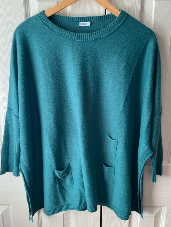 Mersea Sweaters - MERSEA Catalina Teal Lagenlook Oversized Crewneck Sweater OSFM